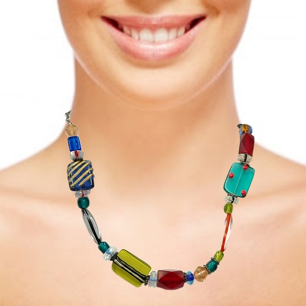 Chico’s Multicolor Beaded Statement Necklace 17" + 4" Extender